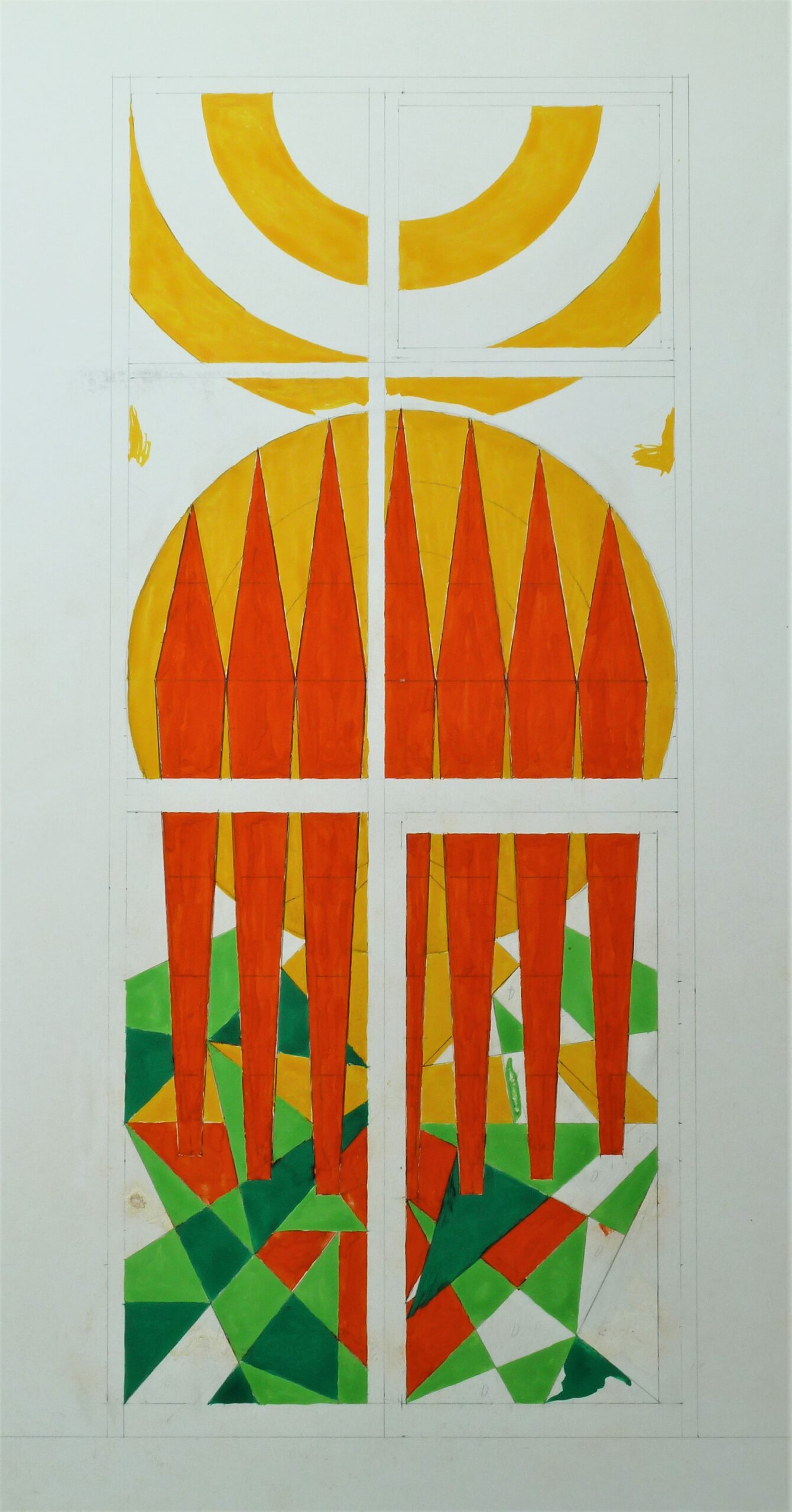 Sketch of the window design on the 1st floor of the Wiesbaden synagogue. Archive Egon Altdorf